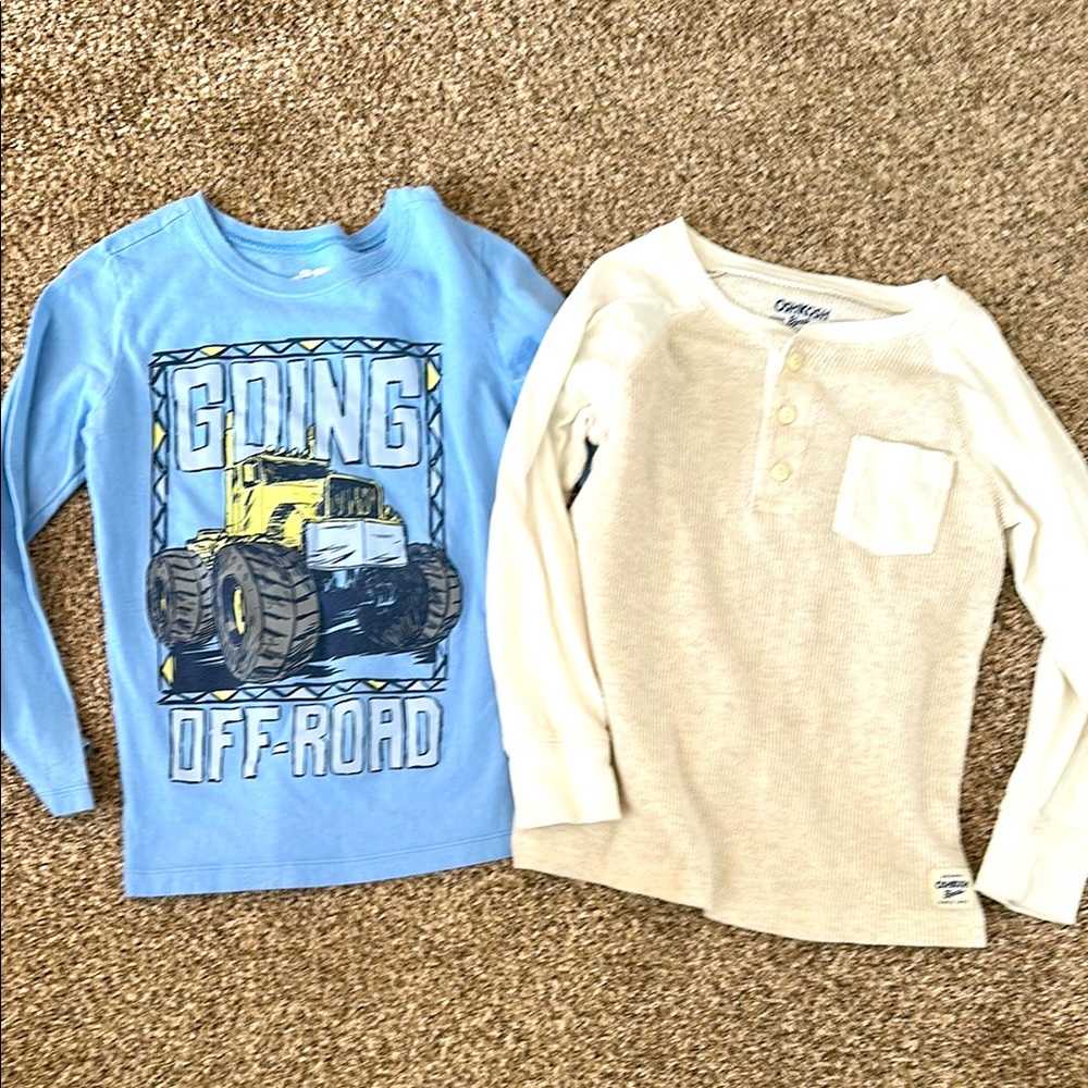Carter's Blue and Cream Kids Long Sleeve Shirts